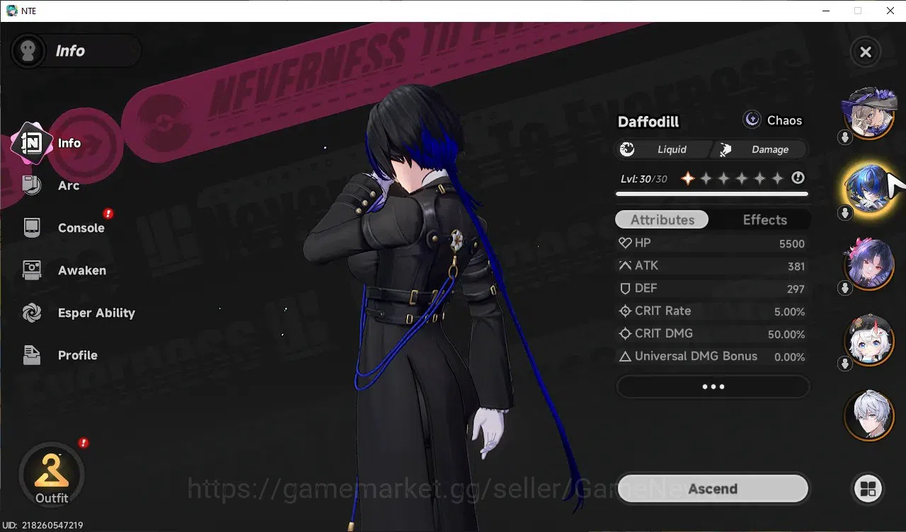 Neverness to Everness Accounts GLOBAL AMERICA|HL 16|TL 2|5 SSR 2 Limited Hotori+S image 3