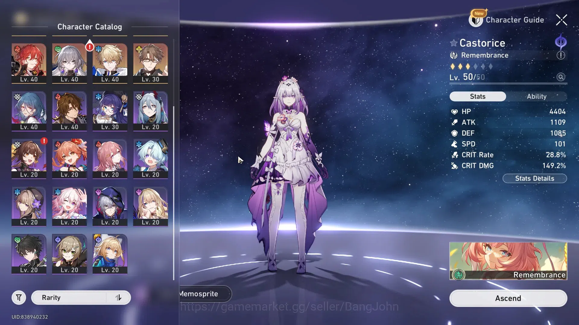 Honkai Star Rail Accounts Mid Game ASIA | TL 42 | 9 Limit | Castorice Lv50 | Robin Lv50 | Bailu Lv50 | Dan Heng IL Lv50 | 6 3