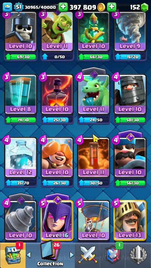 Clash Royale Accounts Midgame Lv 51|Trophy 9508|KTL 14|Limited Skin|Card 121| 1 Hero 11 EVO 8 Champ 21 Legendary 33 Epic 30 10
