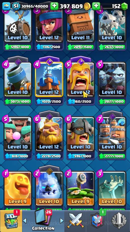 Clash Royale Accounts Midgame Lv 51|Trophy 9508|KTL 14|Limited Skin|Card 121| 1 Hero 11 EVO 8 Champ 21 Legendary 33 Epic 30 7