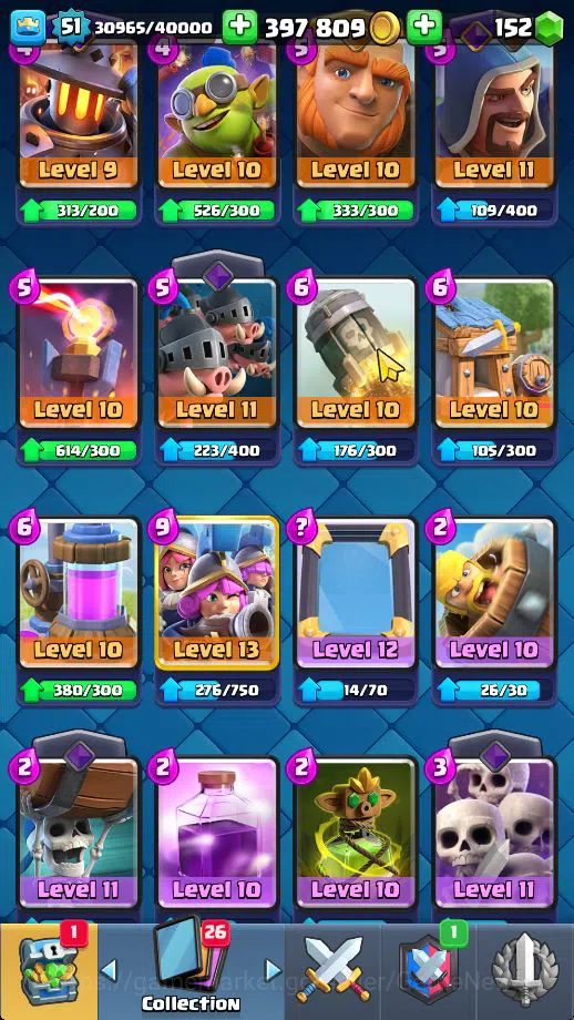 Clash Royale Accounts Midgame Lv 51|Trophy 9508|KTL 14|Limited Skin|Card 121| 1 Hero 11 EVO 8 Champ 21 Legendary 33 Epic 30 9