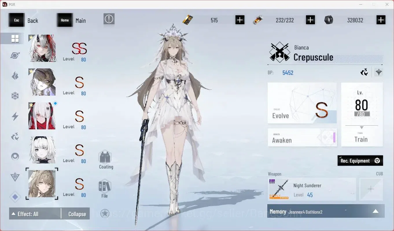 Punishing: Gray Raven Accounts Others ASIA | L79 |(SS Lucia IC,S Lucia CW,S Lucia CA)+Sign, S Feral,S Bianca, Etc|BC 515|YC 8