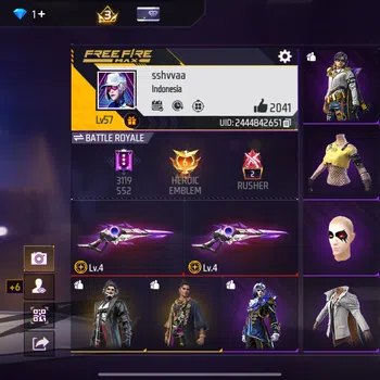 Free Fire Accounts INDONESIA - ELIT BANYAK ADA 14 JIBUN - M1887 EVO GUN LV 4 - MURAH BERKUALITAS