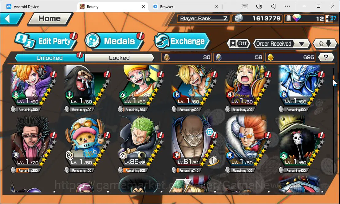 One Piece Bounty Rush Accounts Global|4 EX |Legendary DGarp,FE Sabo,5Elders St.Et image 8