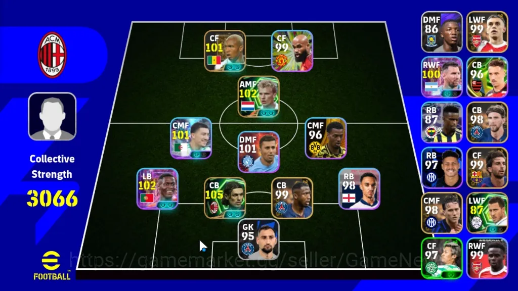 eFootball Accounts Mid-Tier Android|Power 3066|5 Epic Paolo Maldini,Dennis Bergkamp,El-Hadji Diouf|6 Show Time Nuno 1
