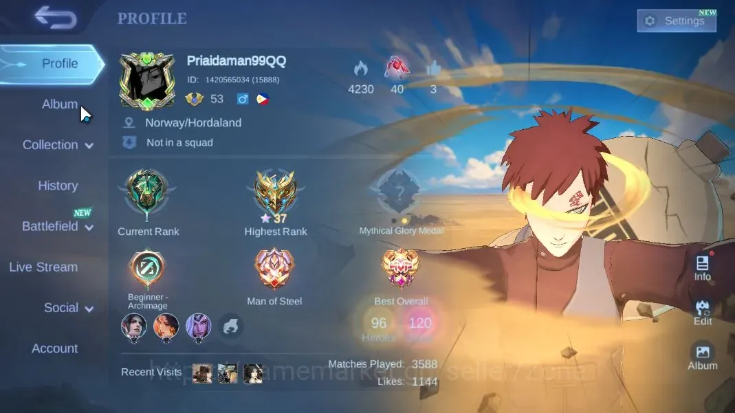 Mobile Legends: Bang Bang Accounts Others Hero 96|Skin 120|High Honor 37|Blazing(Franco,Claude,Esme),DT Valir,Saber 1