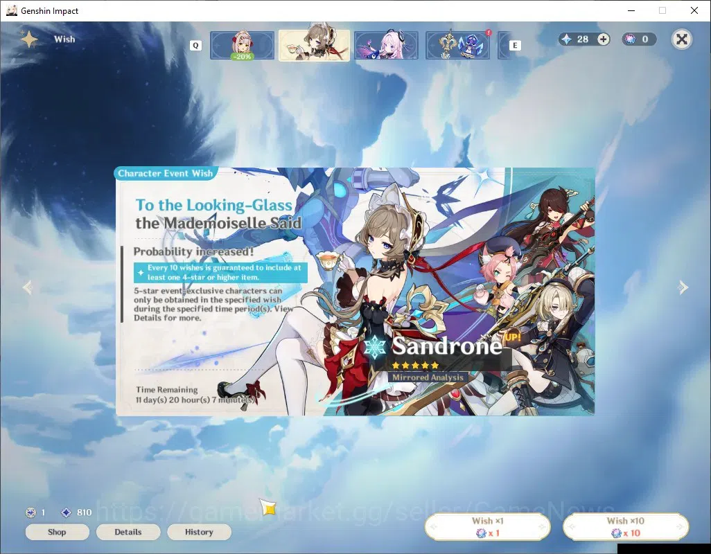 Genshin Impact Accounts Starter ASIA|AR 25|1 Limited + 1 (*5 Standard)| Sandrone | Tighnari |Low Main Quest|BD Unset|Female 10