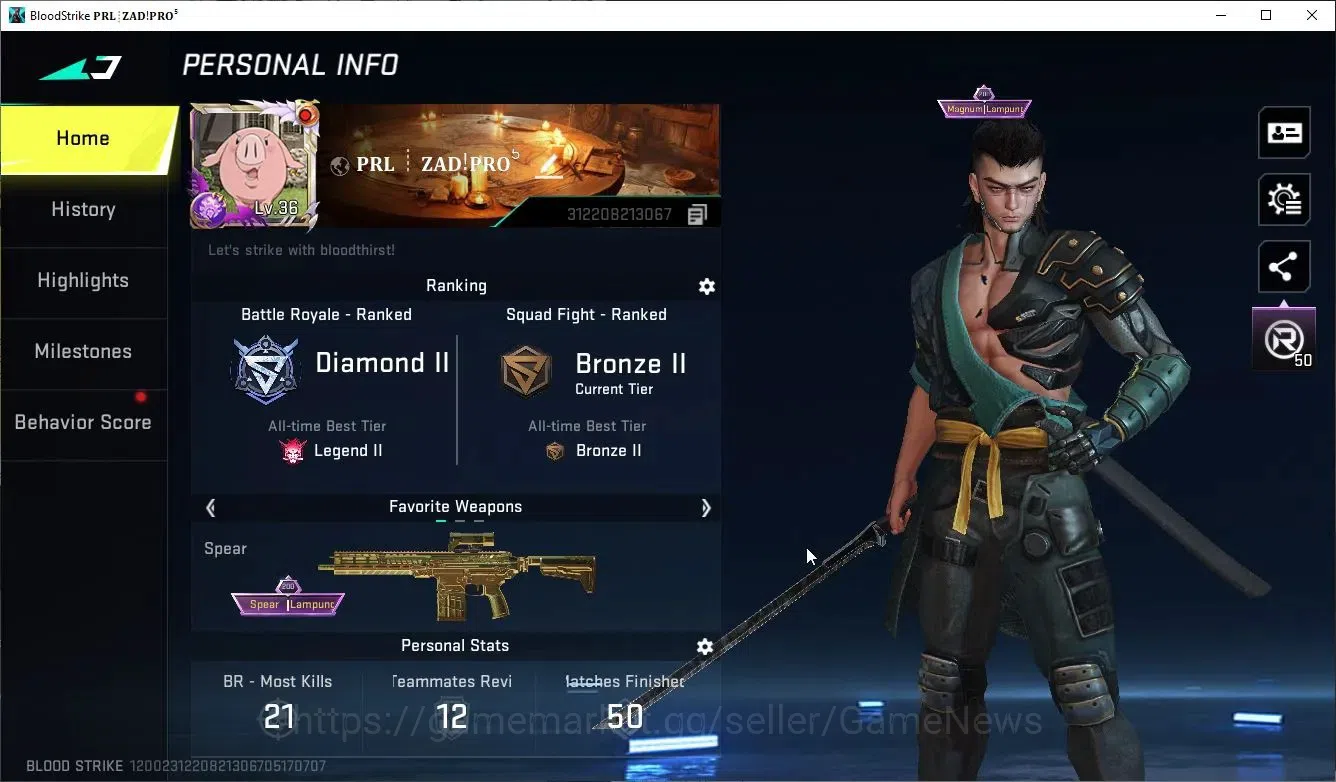 Blood Strike Accounts Asia|Eternal Desert Eagle-Scorpius|Collab 7DS[Ak47 image 2