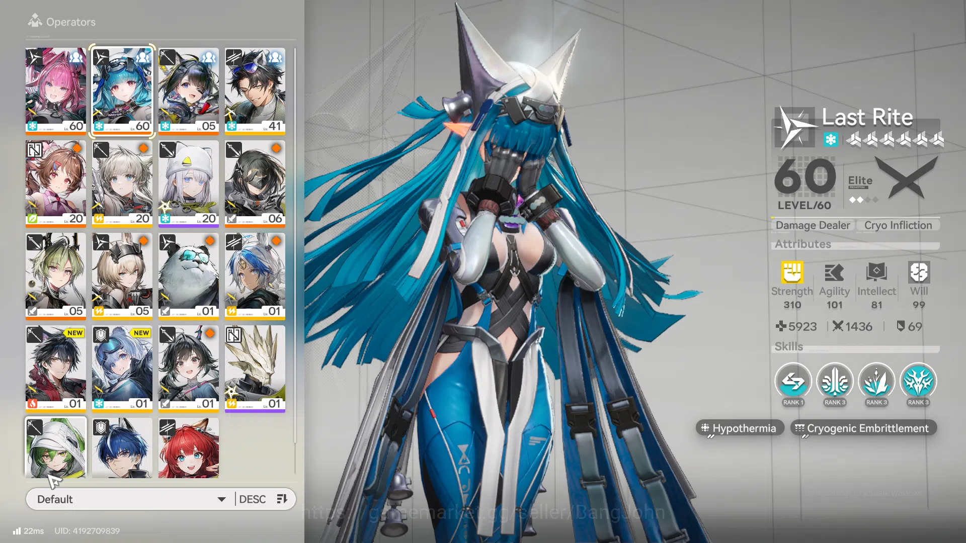 Arknights: Endfield Accounts ASIA | last rite, Yvonne, tang tang, Ardelie, lifeng, artzy tirann, WP 6s 8 more detail check 16