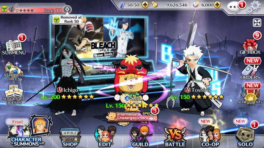 Bleach: Brave Souls Accounts Starter [GLOBAL]6K Orb+Fresh All Story|Ichigo 9th Anniv,Kon NY,Toshiro Fierce,Gin