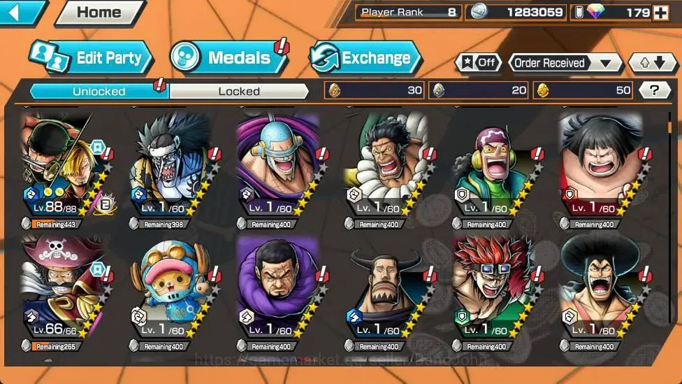 One Piece Bounty Rush Accounts Global | EX 5 | PR 8 | Zoro & Sanji Lv.Max, Gol D. image 5