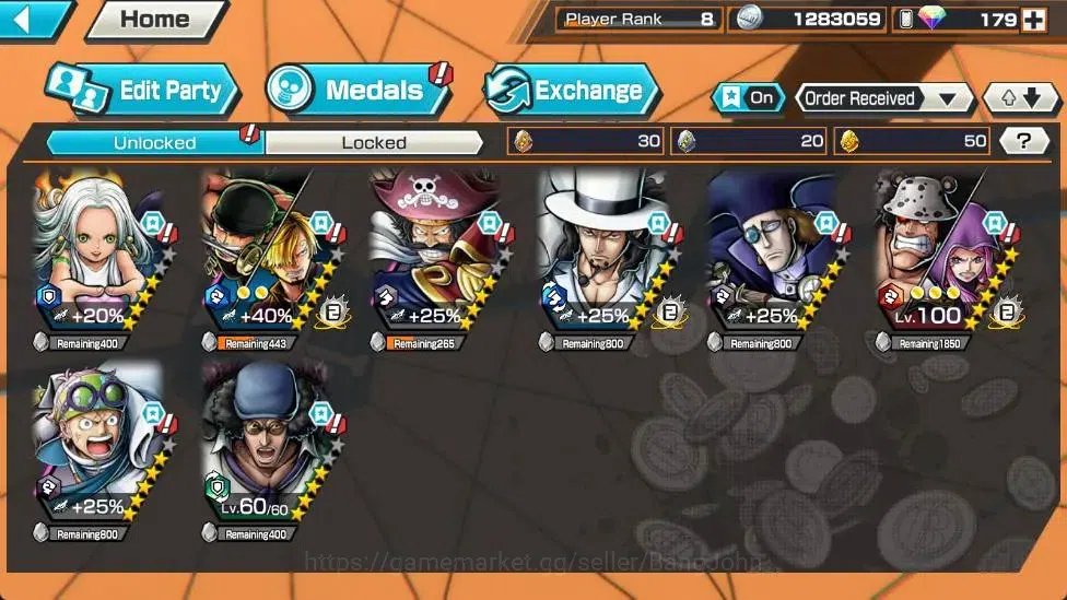 One Piece Bounty Rush Accounts Global | EX 5 | PR 8 | Zoro & Sanji Lv.Max, Gol D. image 7