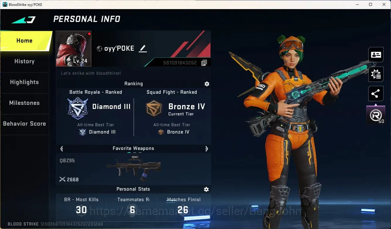 Blood Strike Accounts Rare Skin ASIA|1 Eternal Gun:M1887-Netherflame|7 Legendary Gun|Ultra Ethan-Raid Mask|Check SS BS2230B 1