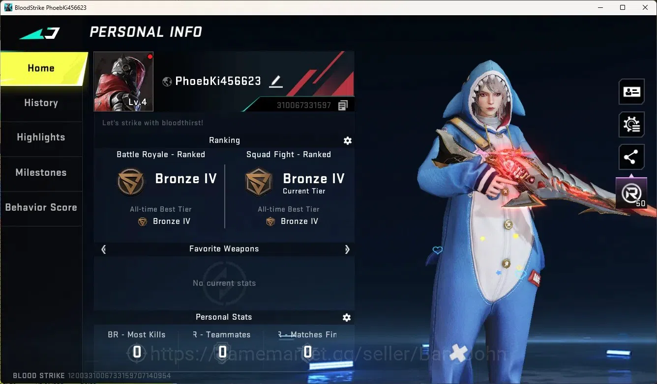 Blood Strike Accounts Collab Skin ASIA|Eternal Spear - Relic|Collab Gun Mcx - Eva-00|3 Legendary Gun|1 Name-Changing 1