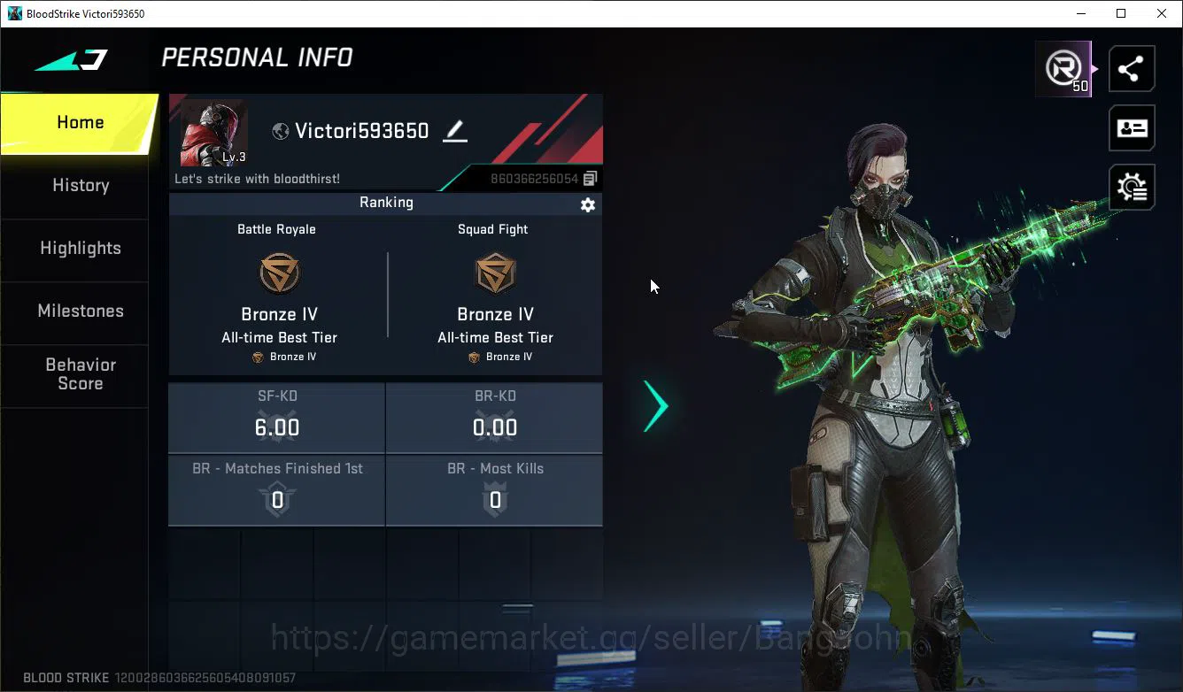 Blood Strike Accounts Starter ASIA |ETERNAL: Thompson-Unplugged|Collab AOT S2: M4A1 Battle Of Faith|3 Ultra Guns|1 Epic 1
