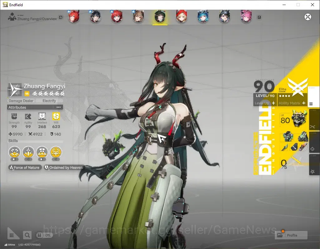 Arknights: Endfield Accounts ASIA|Lv 57|11 SSR (6 Limit)+20(*6Wep)|(Laevatain,Zhuang 5