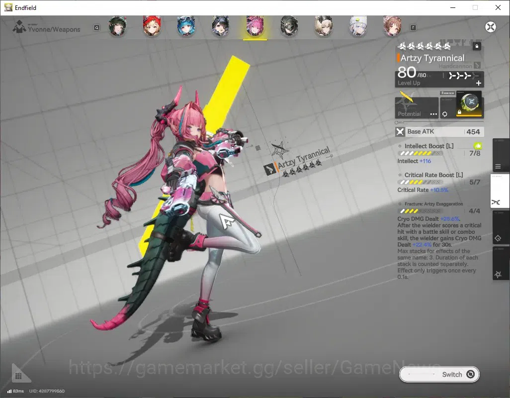 Arknights: Endfield Accounts ASIA|Lv 57|11 SSR (6 Limit)+20(*6Wep)|(Laevatain,Zhuang 9