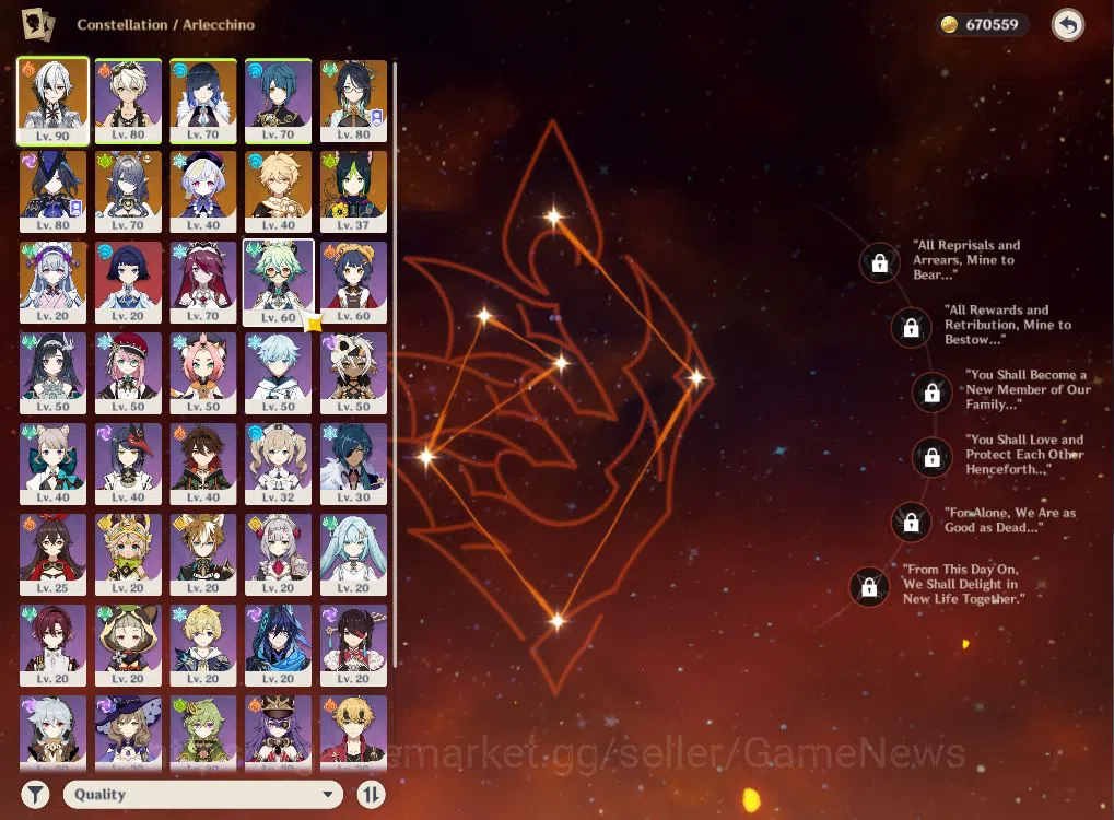 Genshin Impact Accounts ASIA|AR56|5Limited+3(*5Weapon)|Arlecchino+sign,Yel image 5