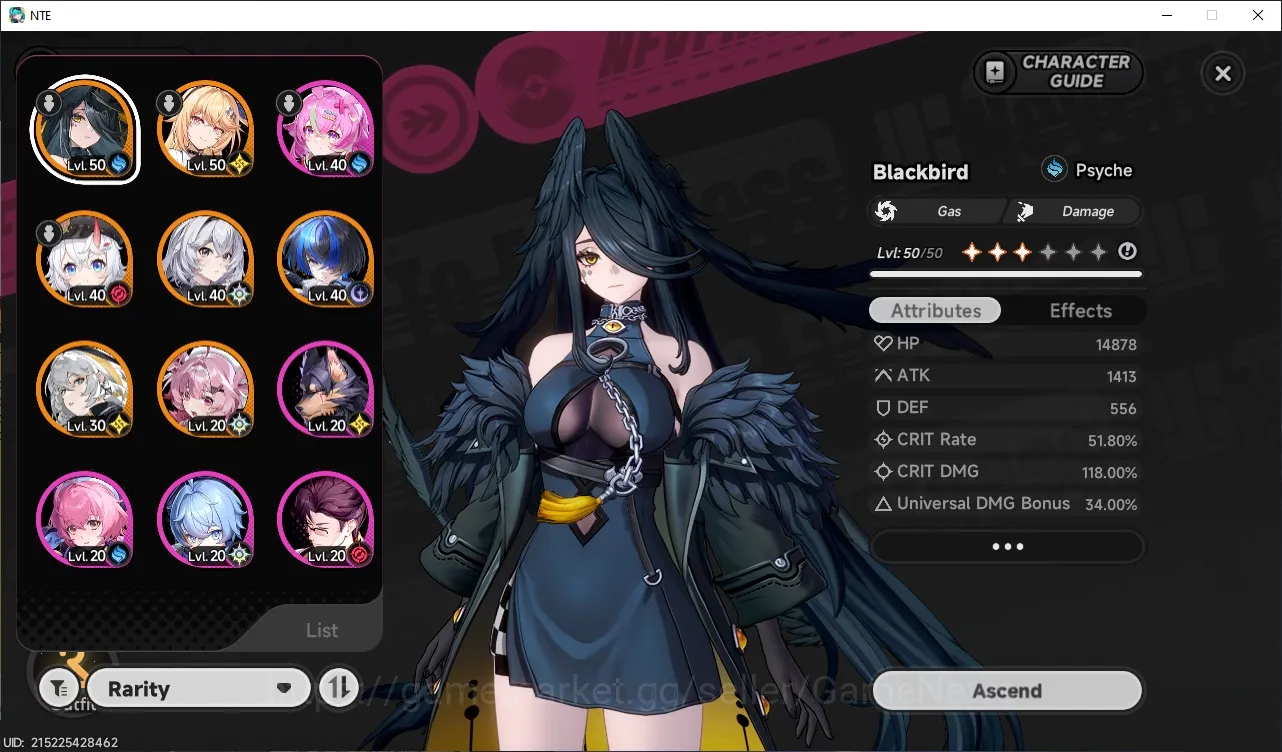 Neverness to Everness Accounts Global SEA|HL 30|6 S-Class 2 Limited| Blackbird+Sign,Akane Rin+Outfit |Day Adrift Glider Skin 1