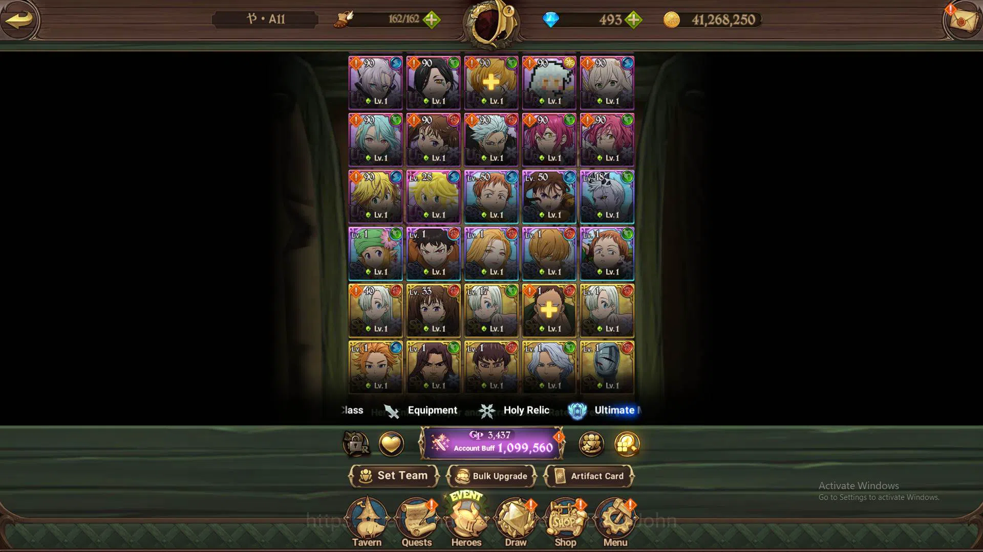 The Seven Deadly Sins: Grand Cross Accounts Others ASIA|1M CC|DM 493|1LR Elizabeth|Collab Shinra|UR Demon King 9