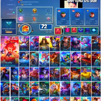 Mobile Legends: Bang Bang Accounts 🔥 #4119 🔥 💎 72 Skins 👑 9th P.ACE Fanny ⚔️ Seasoned Collector III ⭐ Epic Khufra Cursed