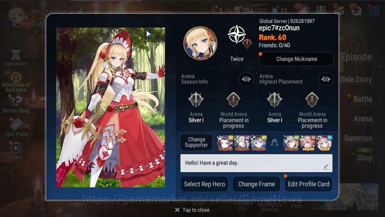 Epic Seven Accounts GLOBAL Unverif|New Era|9 ML(Salome,NM Luna[285 SPD image 2