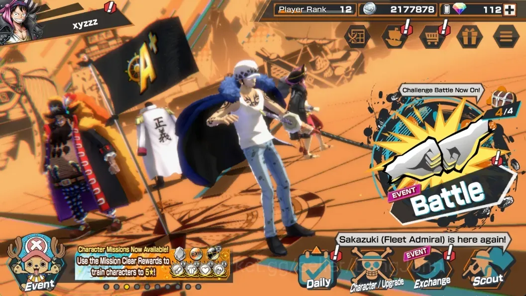 One Piece Bounty Rush Accounts High-End Android |PR 12|4 Ex| 3Max|Trafalgar Law, Kozuki Oden,D.Teach,D.Roger|RD 1