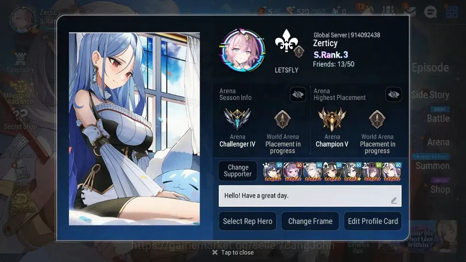 Epic Seven Accounts High-End Global verif |26 ML(E Ilynav,NM Luna,C Lilias,Harsetti,DD Ray,Etc.)Collab 1