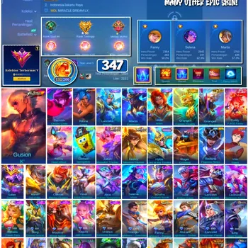 Mobile Legends: Bang Bang Accounts #4267 347 Skins | Gusion K' (KOF) | Dyrroth Orochi Chris (KOF) | Karina Leona (KOF