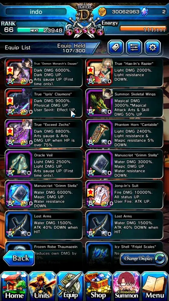 Grand Summoners Accounts End-Game Global|Rank 66|21 Ascend 7 TW|(Paladin Roy,Chloe,SJW,Hae-In,Igris,Gamagori,Shuna)+TW S 6