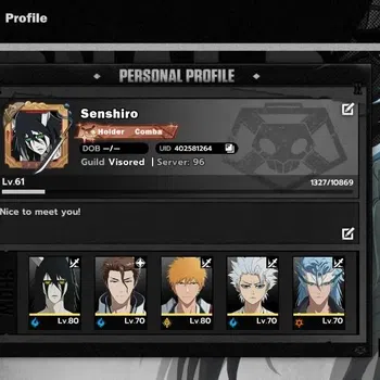 BLEACH: Soul Resonance Accounts NUVERSE SEA|Lv 61|8 SSR|4 Sign|(Ulquiorra,Ichigo