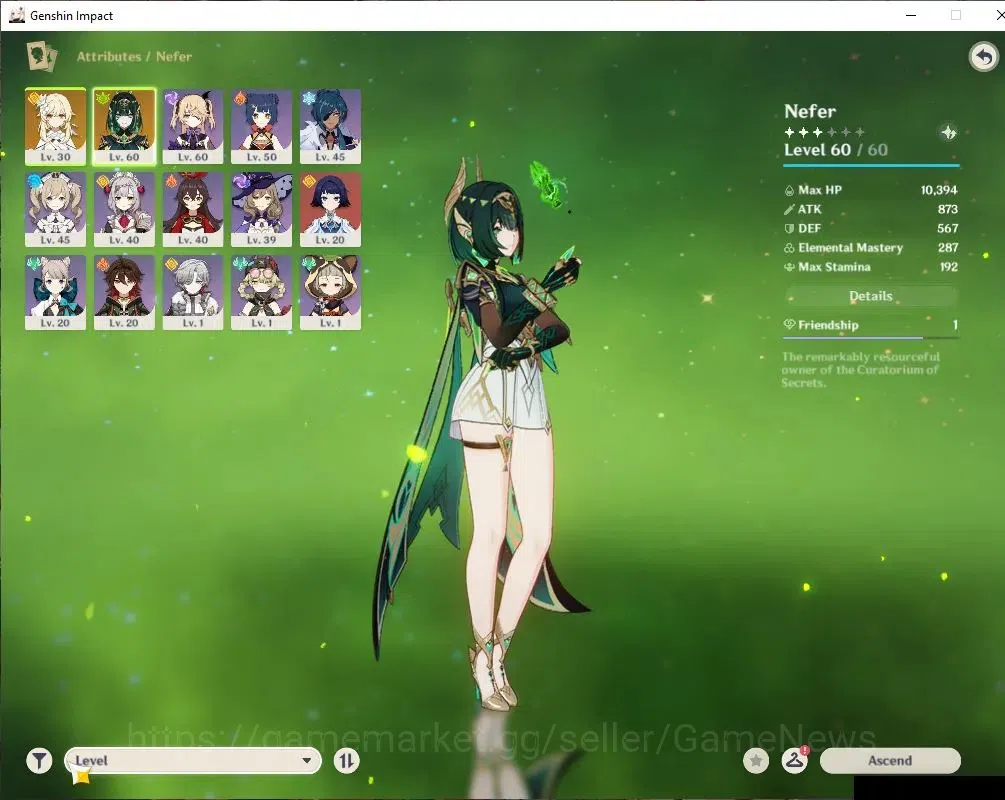 Genshin Impact Accounts Asia|Starter|AR 31|1 Limit +1(*5Wep)| Nefer |MC Fe image 3