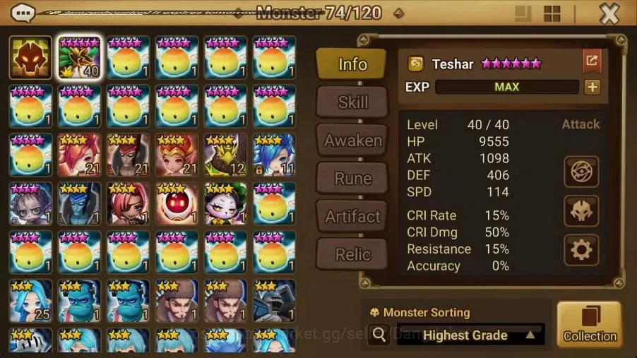 Summoners War: Sky Arena Accounts Starter GLOBAL | NB 5 TESHAR,Starter Gacha 115 12Y+160 11Y Scrool, 3 Legendary All 2