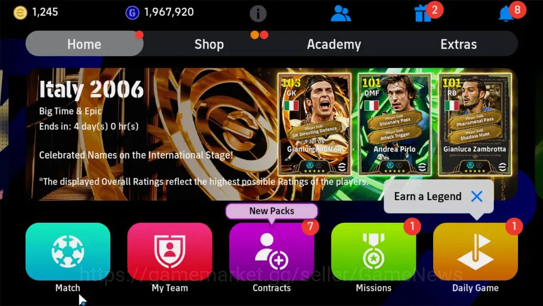 eFootball Accounts Android|1k Coins|BigTime Kvaratskhella,Epic Dennis image 1