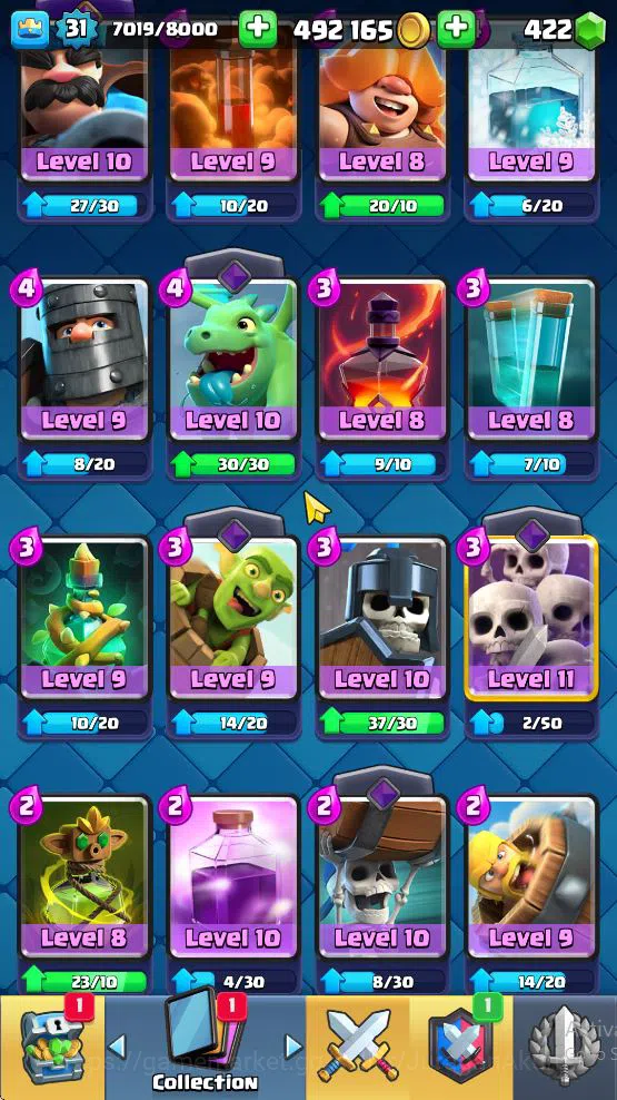 Clash Royale Accounts Midgame Lvl 31|Trophy 5900|KTL 11|Limited Skin|Card 113| 1 Hero 7 EVO 1 Champ 20 Legendary 33 Epic,30 7