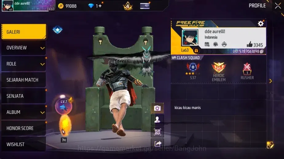 Free Fire Accounts Indonesia|4 Evo[AK47-BlueFlame,SCAR-Megalodon,M101 image 1