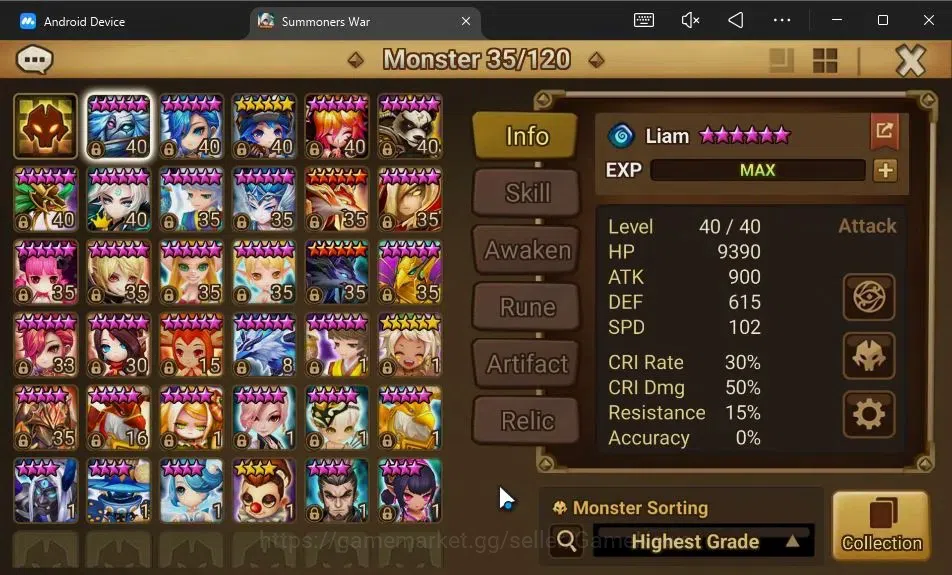 Summoners War: Sky Arena Accounts GLOBAL Lv 33|1 LD[Hanwul]|11 Total NB5[Rica,Feng Y image 10