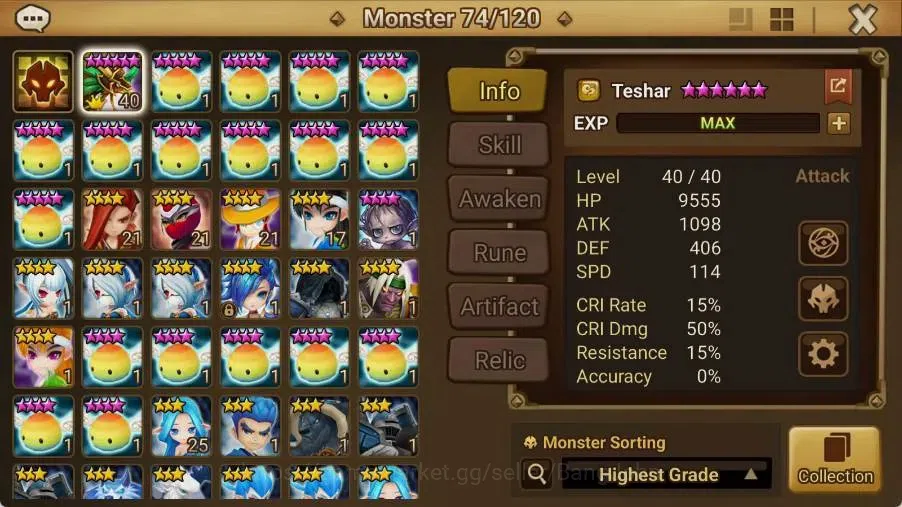 Summoners War: Sky Arena Accounts Starter GLOBAL | NB 5 TESHAR,Starter Gacha 115 12Y+160 11Y Scrool, 3 Legendary All 2