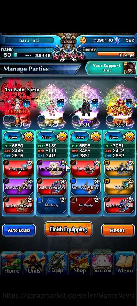 Grand Summoners Accounts Mid-Game Global|Rank 50|6 Ascend|Summer (Miyu,Chloe),Orvell D.Gran,Illya TW,Katana God Luahn,Saber 3