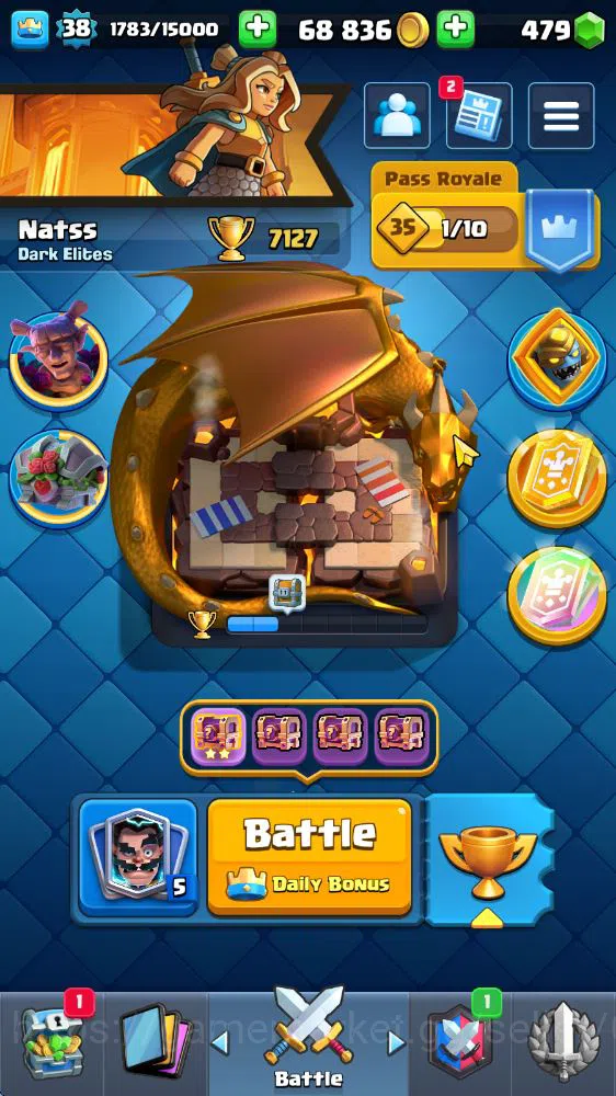 Clash Royale Accounts Lv 38|Trophy 7127|KTL 13|Limited Skin|Card 121|1 H image 1