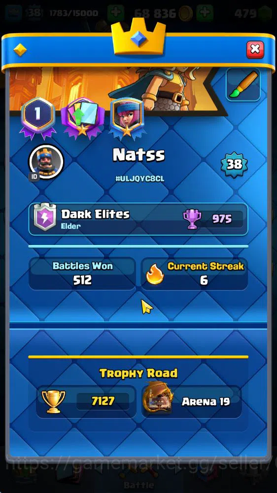 Clash Royale Accounts Lv 38|Trophy 7127|KTL 13|Limited Skin|Card 121|1 H image 2
