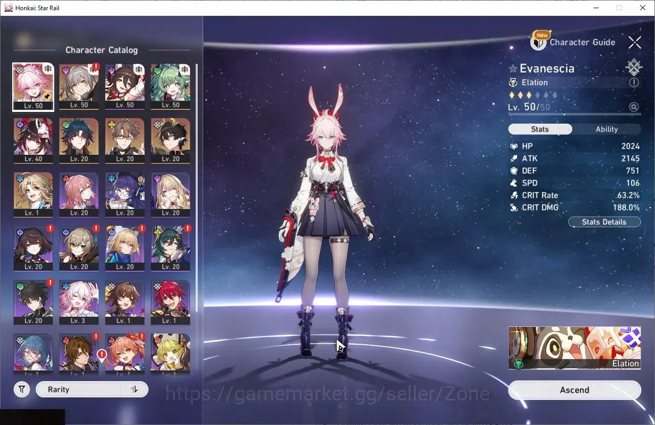 Honkai Star Rail Accounts Starter ASIA|TL35|Starter 5* Chars: Limited (Evanescia, Sparkle, HuoHuo, Blade, DanhengPT, and 2
