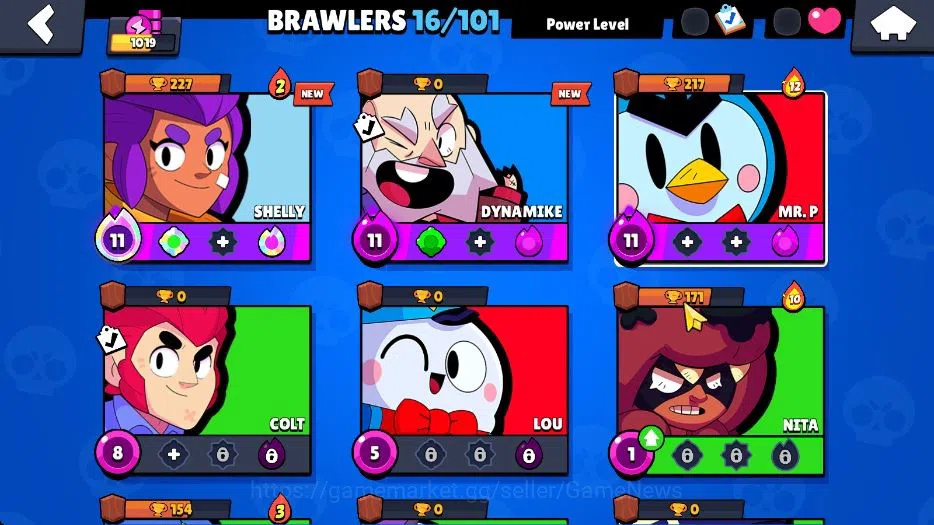 Brawl Stars Accounts 1019 Trophy|10K Bling|16 Brawlers 3 Max Lvl: Shelly,Dynamike Mr P|3 Myth Moe,Lou,Mr P|CN ON|Take 5