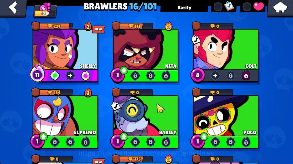 Brawl Stars Accounts 1019 Trophy|10K Bling|16 Brawlers 3 Max Lvl: Shelly,Dynamike Mr P|3 Myth Moe,Lou,Mr P|CN ON|Take 8
