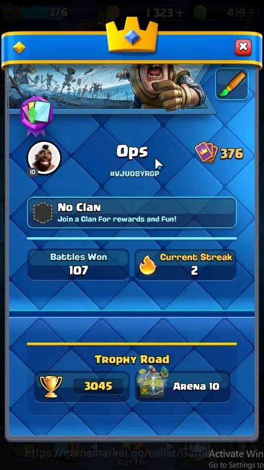 Clash Royale Accounts Lv 376|Trophy 3045|KTL 9|Card 48/121|1 Hero 3 EVO image 2