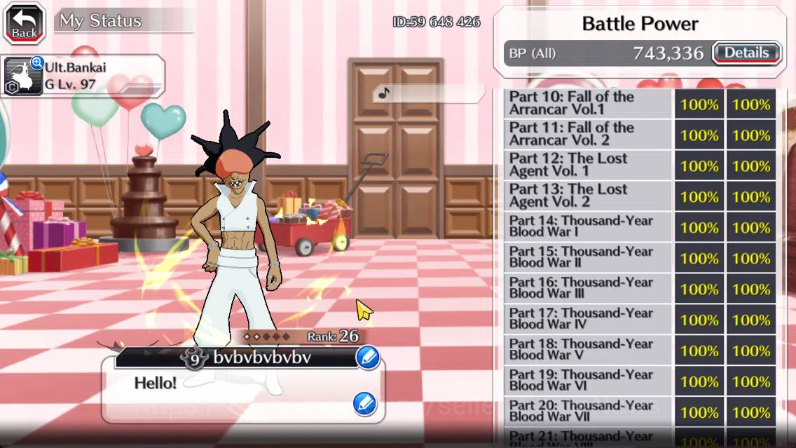 Bleach: Brave Souls Accounts Mid-Tier [GLOBAL]50k Orb|TYBW26(Uryu,Ichigo),Rukia 10th Anniv,Aizen Renewed,Ururu,Kon,Stark 5