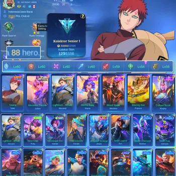 Mobile Legends: Bang Bang Accounts Others HERO 88 SKIN 123 | EMBLEM GOOD|VALE GARA| EPIC KHUFRA| EPIC NANA| INSTAN DELIVERY