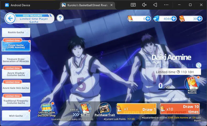 Kuroko's Basketball Street Rivals Accounts SEA|SV25|Lv26|DM 4044|Tetsuya Kuroko A3,Zone Taiga image 2