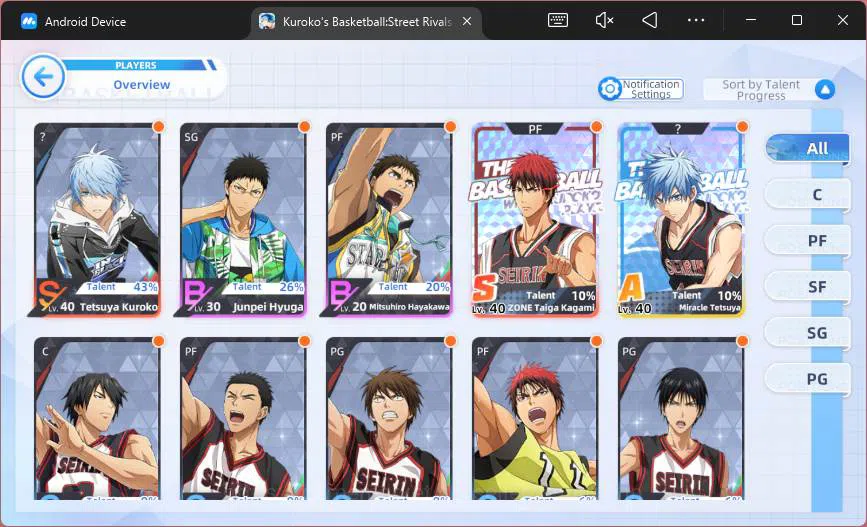 Kuroko's Basketball Street Rivals Accounts SEA|SV25|Lv26|DM 4044|Tetsuya Kuroko A3,Zone Taiga image 6