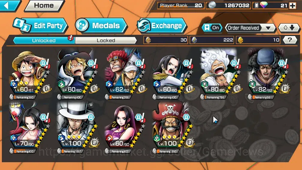 One Piece Bounty Rush Accounts Global|7 EX 2 MAX|Awaken RobLucci,KP Roger,GF Luff image 4